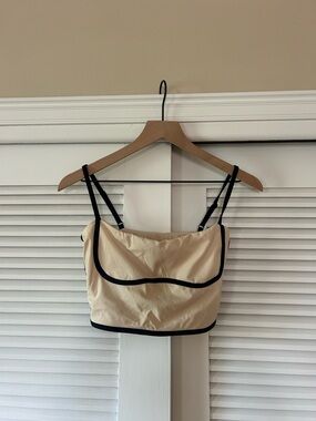 Cream Crop Cami with Black Contrast Piping